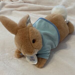 Vintage Peter Rabbit Plush Bunny with Blue Jacket